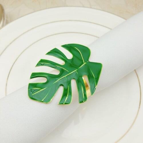 4pcs Hotel green turtle back leaf napkin buckle napkin ring leaf napkin ring mouth cloth ring