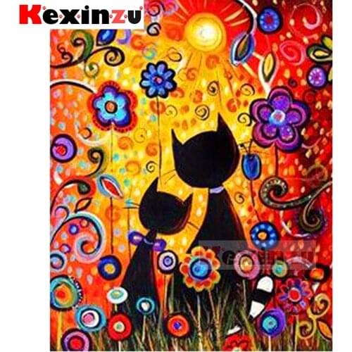 5d diamond painting full Square/Round diamond embroidery-Cat and flower-rhinestone DIY mosaic Cross Stitch 3D Home Decor Y46776