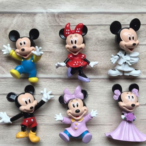 7.5 cm Minnie Mickey Mouse Action disney Wedding decoration dolls kids Cake decoration Toy Figures kids Game gift