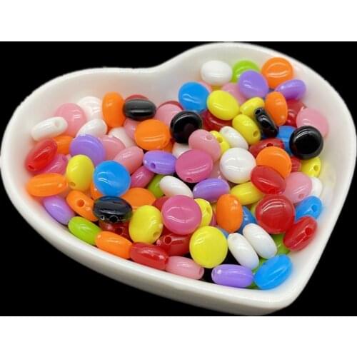 Mixing Color Oval Shape Acrylic Beads Spacer Loose Bead For Jewelry Making Accessory DIY