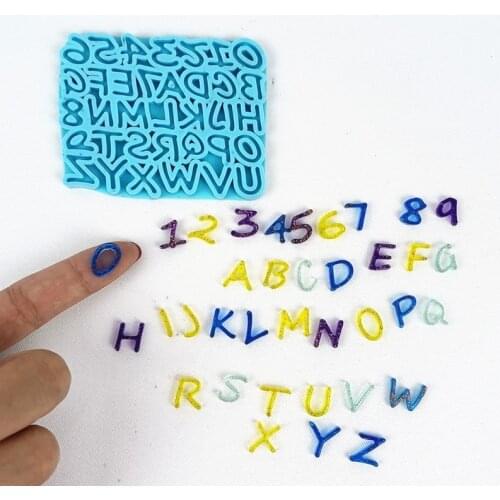 Alphabet Epoxy Resin Mold English Letters Number Pendant Casting Silicone Mould F3MD