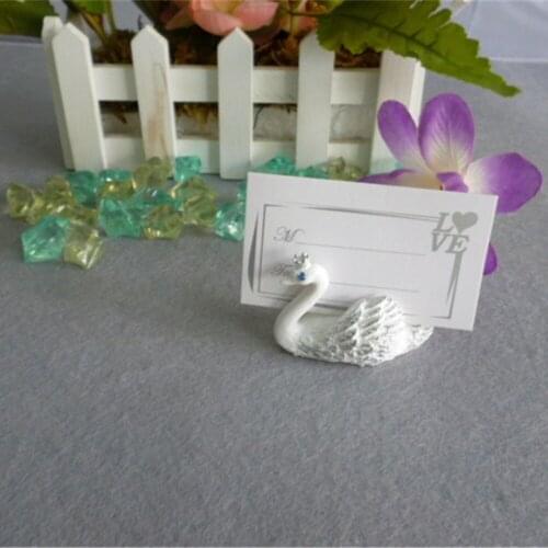 Free Shipping Hot Selling Newest White Swan With Crown Place Card Holder In Wedding/Party Table Decoration 10Pcs/Lot