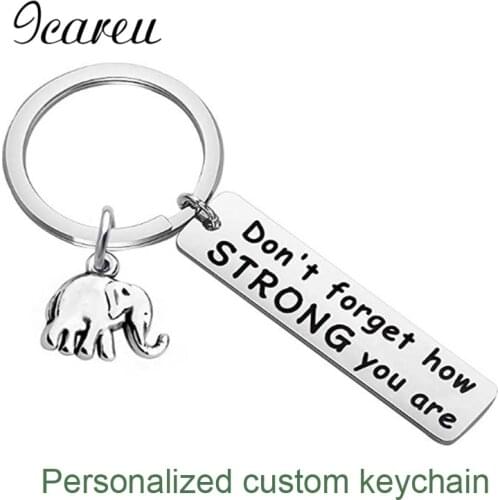 Elephant Charms Personalized Customized Keychain Engraved Photo And Letter Stainless Steel Keychain Gifts For Yourself