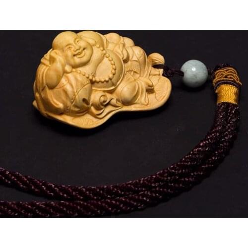 D049 - 5 CM Hand Carved Boxwood Netsuke Figurine Carving: Buddha Monk
