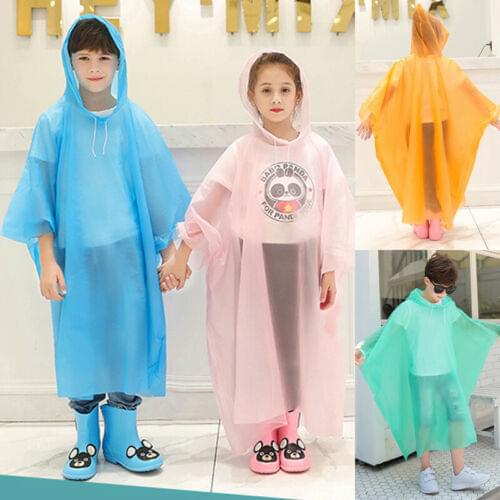 Children Rainwear Waterproof Hooded Rain Coat Outwear Poncho Raincoat Cover
