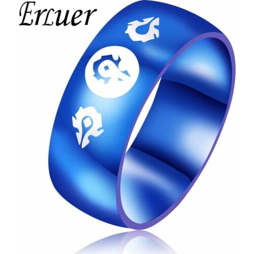ERLUER Free Shipping JEWELRY Hot Sales Shiny Blue Dome Warcraft Design New Mens Fashion Stainless Steel Ring
