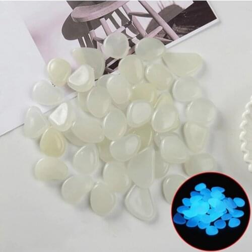 50/100 Pcs Fluorescent Pebbles Stones Glowing In The Dark Garden For Trail Lawn Aquarium Decoration
