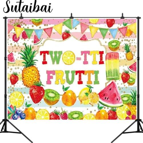 Twotti Frutti Backdrop Summer Fruit 2nd Birthday Baby Shower Party Supplies Pineapple Watermelon Lemon Tropical Background