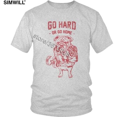 Mens Funny Working Out Bulldog T Shirt Streetwear British Gym Dog Tee Shirt Short Sleeves Cotton Summer T-Shirt Trendy Clothing