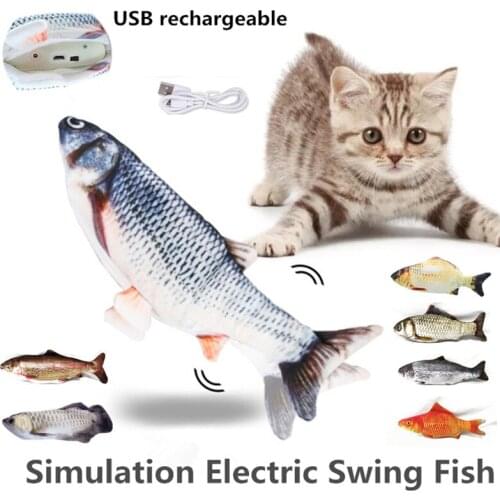 USB Rechargeable Pet Cat Toy Fish Toy Electric Stimulation Chewing Playing Biting Supplies for Cat Interactive Toys