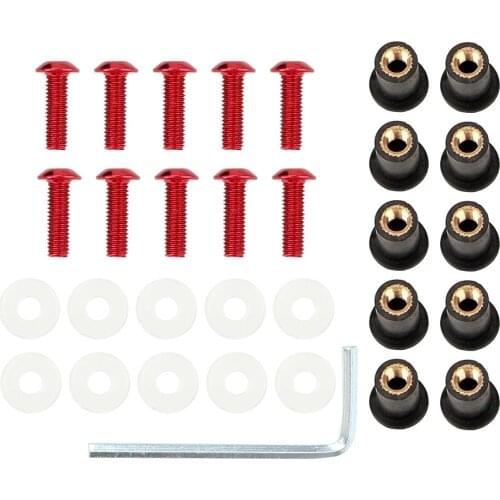 LEEPEE Windscreen Nut Bolt Washer Screw Car Windshield Fasterner Kit 10Pcs/set Fairing Screen Fasterners M5 x 15mm Universal