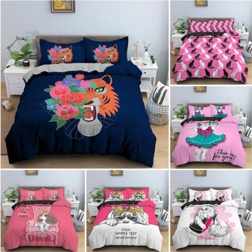 3D Cartoon Animal Pattern Bedding Set Soft Luxury Duvet Cover Set Girds Bedroom Single Twin Double King Queen Bedclothes 2/3PCS