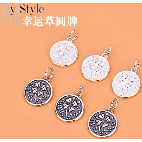 Korean fashion accessories 925 silver lucky grass Four Leaf Pendant Jewelry Pendant Bracelet Necklace Pendant