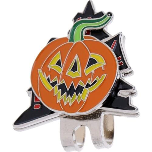 Sturdy Funny Halloween Pumpkin Magnetized Hat Cap Clip-on Golf Marker Golf Accessories