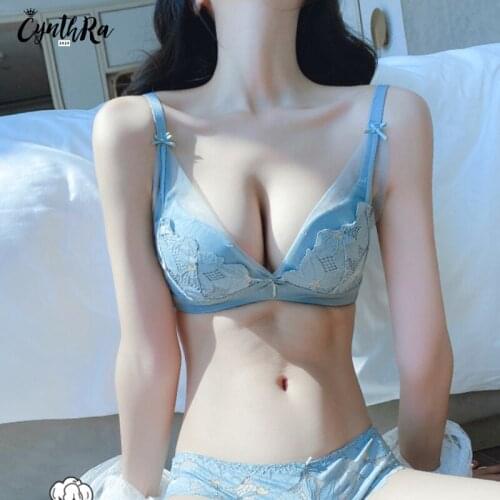 Lace Lingerie Sets Women Sexy Wireless Push Up Backless Bowknot Bra and Panty Set Seamless Breathable Female Bra Sets