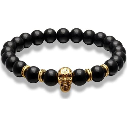 Fashion Natural Stone Skeleton Bracelet Melting Rock Energy Natural Stone Bracelet Yoga Jewelry Mens String Ball Bracelet