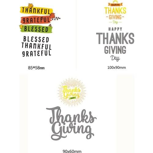 NewThanks Giving English Words Metal Cutting Dies for DIY Album Embossing Scrapbook Paper Craft Stamps Dies New 3pcs