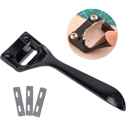 LMDZ 1Pcs Black Metal Leather Skiver with Comfortable Grip Convenient Leather Working Tool with 3Skiver Blades for Leather Craft