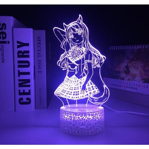 Maid Animation Peripherals Beautiful Girl Figure Ornaments Acrylic Panel 3D Lamp White Cracked Base Night Light for Home Decor