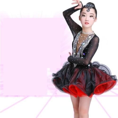 Diamond competition ballroom dance dresses Latin For Girls Cha Cha Dress Dancing Dress Competition Dancewear Kids Kid Costumes
