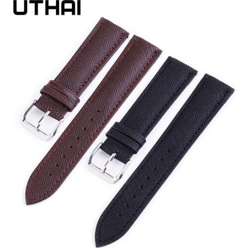 UTHAI P01 Watch Band Genuine Leather Straps 12-24mm Watch Accessories 20mm Watch Strap High Quality Brown Colors Watchbands