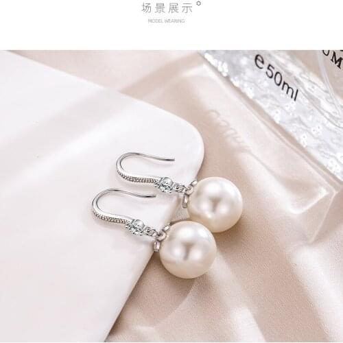 Silver Pearl earring female pure silver temperament high sense air earrings