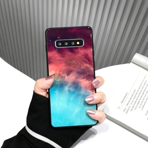 S20 Korea Chill&Chic Sky Marble Glass Phone Case For Samsung S8 S9PLUS S10 Note89 Note10Pro 20Ultra Skinny Shell Body Protection