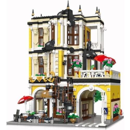 IN STOCK JIESTAR 86124 2985Pcs City Street View Art Tea House Model Building Blocks Brick Kids Christmas Toys Birthday Gifts