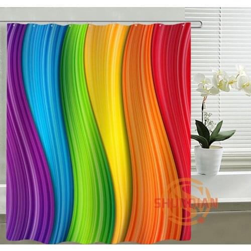 Custom Shower Curtain rainbow Bath curtain Waterproof polyester Fabric Shower Curtain For Bathroom