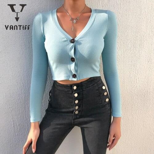 2020 Women Shirts Fashion Coat Women Tops Autumn New V-neck Blue Sweater Women Cardigan for Female Streetwear Harajuku Shirt