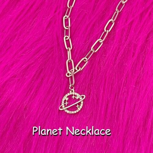 Y2K Jewelry Shiny Crystal Planet Necklace for Women Egirl Style Harajuku Vintage INS Necklace Charm 2000s Aesthetics Friend Gift