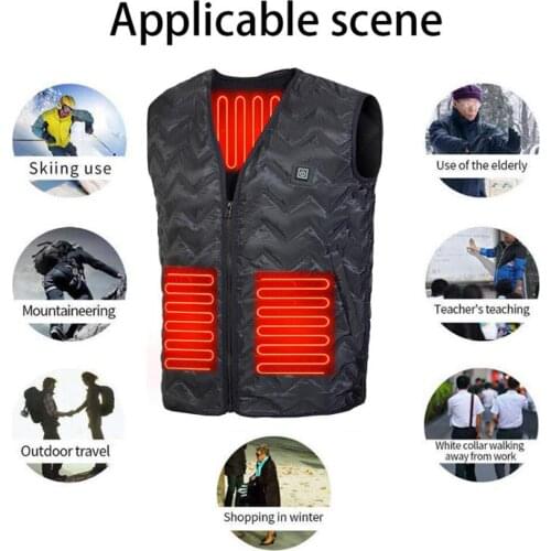 Heated Vest Rechargeable Intelligent Thermostat Vest V Collar Neck Waterproof Washable Auto Regulate Heated Winter Vest Unisex
