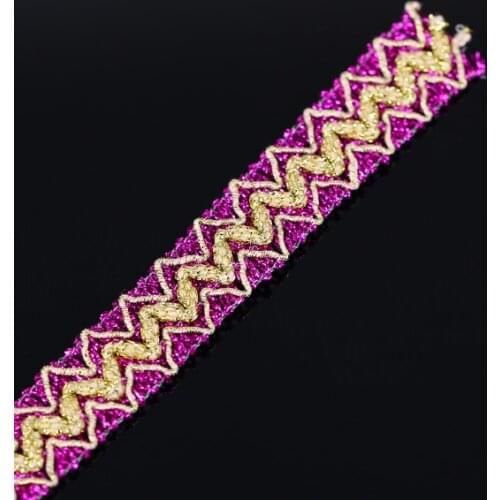 Gold Metallic Rose Carmine Braided Trimming Embellishment Ribbon Lace Applique Venise Decorated Trim 14mm Sewing Supplies /T1208