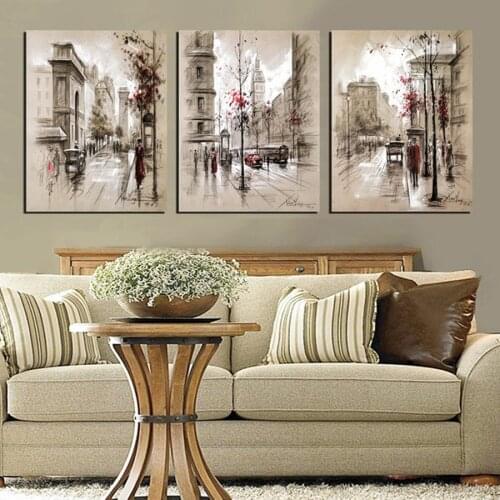 3pcs,5D DIY Diamond Painting Abstract City Street Landscape Full Square round Diamond Embroidery,Cross Stitch,Mosaic,home decor
