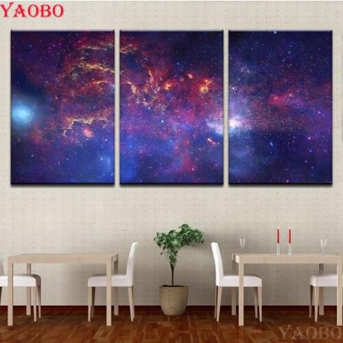3 Pieces Color Abstract Starry Sky Night Scene diamond painting cross stitch kits diy 5d diamond mosaic Diamond embroidery sale