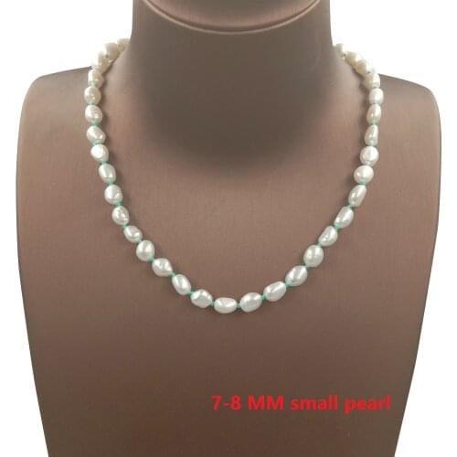 30-54 CM 100% nature FRESHWATER PEARL NECKLACE ,7-9 mm baroque pearl choker necklace with nice clasp, color thread OEM WELCOME