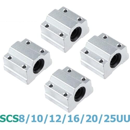 4Pcs Linear Motion Ball Bearing Slide Block Bushing SC8UU SCS8UU SC10UU SCS12UU 16UU 20UU 25UU Linear Shaft CNC 3D Printer Parts