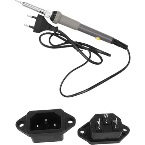 5 Pcs Male Plug Power Inlet Sockets Connectors with 60W Adjustable Electric Temperature-Gun Welding (EU PLUG)