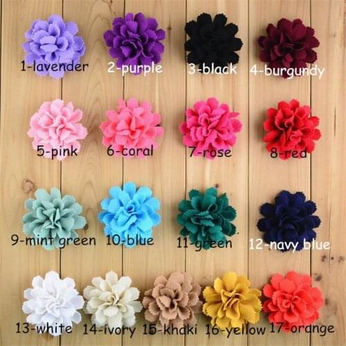 50pcs/lot 17 Color U Pick 3 Inch Chiffon Fabric Winter Puff Flowers Flat Back DIY Craft Supply Hair Accessories FH59