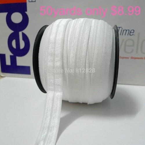 50yards 5/8" 15mm White Color FOE Fold Over Elasitc