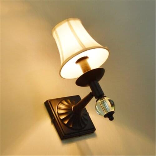 American Simple Crystal Warm Bedroom Bedside Wall Light Living Room Aisle Lamp Retro Stair Wall Lamp Free Shipping