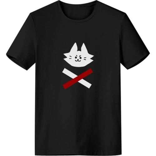 Anime Ookami Mio Hololive Cosplay Black T-Shirt Short Sleeve Cotton Shirt Tee For Adult