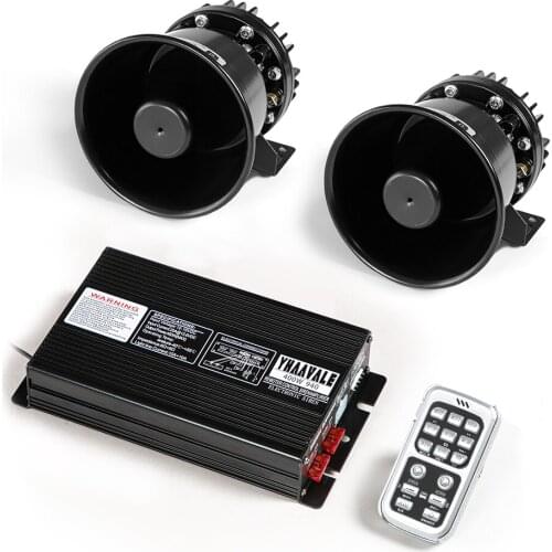 YHAAVALE Car Police Siren Alarm Fire Horn Amplifier PA System 12V 400W 18 Sounds With Double Speakers & MIC 940FB2 Loud & Clear