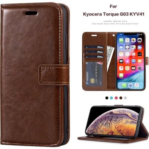 PU Leather Flip Case For Kyocera Torque G03 KYV41 Silicone Photo Frame Case Wallet Cover For Kyocera Torque G03 Business Case