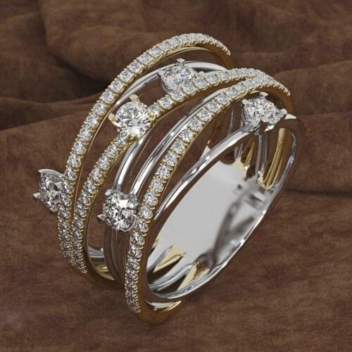 Elegant Ladies Inlaid Sparking Rhinestone Crystal Zircon Female Ring for Women Party Jewelry Accessoreis Size 6-10