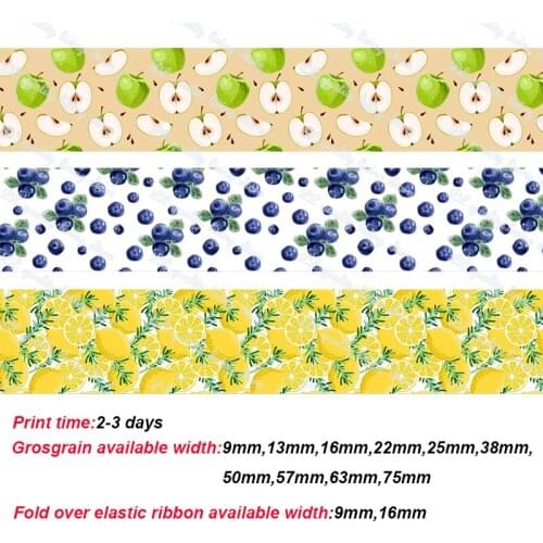 Fruit series design printed grosgrain ribbon DIY Handmade Materials Wedding/Party/Wrapping Decorartion 50 yards
