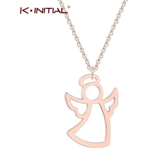 Kinitial Fashion Angel Wings Necklaces for Women Girl Guardian Angel Pendant Statement Choker Necklace White Angel Gift Jewelry
