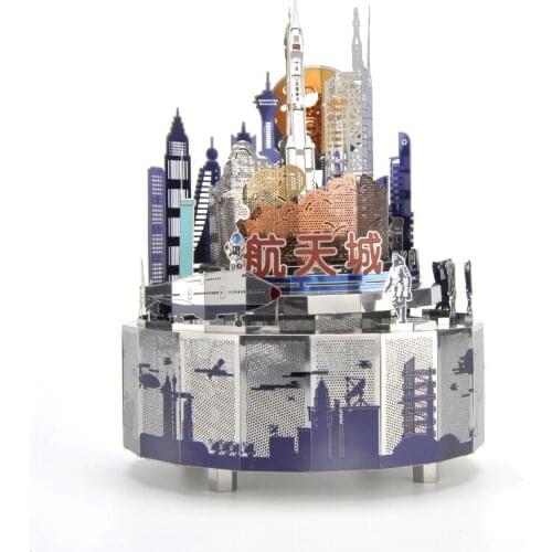 Space City Theme Metal Music Box DIY Classic Music Box Crafts Clockwork Home Decor Music Box Gifts for Kids
