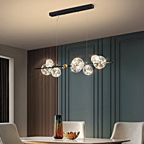 Creative Gypsophila Modern Nordic LED Chandelier Kitchen Island Glass Ball Pendant Lamp Black Or Golden Dining Room Bar Fixtures