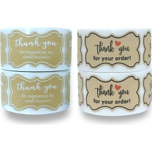 Round Natural Kraft Thank You Sticker Seal Labes Hand Made with Love Sticker Paper Stationery Sticker Kraft Paper Sticker Label